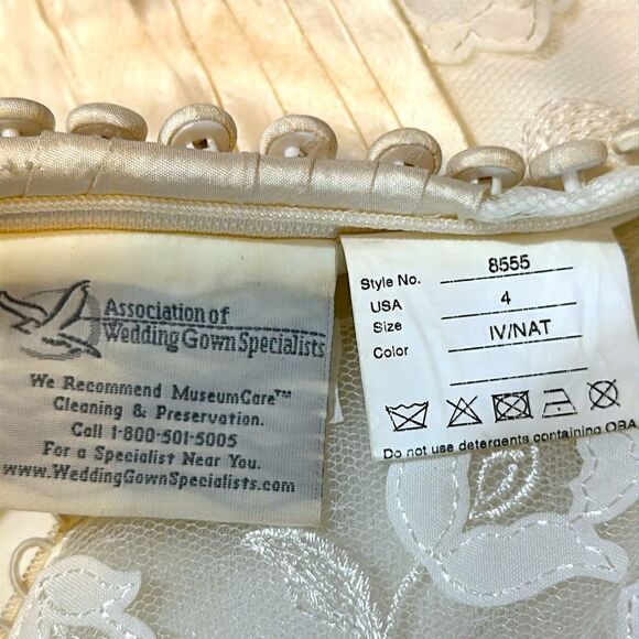 Justin Alexander 8555 tea length embroidered wedding dress size 4 in ivory/nat - Picture 11 of 16